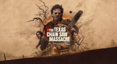 Poster artwork of The Texas Chain Saw Massacre featuring Leatherface holding a chainsaw with a dark, eerie Texas background — a horror film inspired by real events.