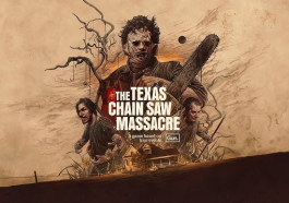 Poster artwork of The Texas Chain Saw Massacre featuring Leatherface holding a chainsaw with a dark, eerie Texas background — a horror film inspired by real events.
